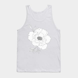 Peony Pattern - Flower Line Art Tank Top